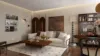Gemütliches Wohnzimmer design aus der Mitte des Jahrhunderts mit einem Abschnitts sofa und einem hölzernen Couch tisch in Homes tyler.