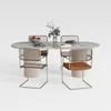 3D-Modell eines modernen Mid-Century-Esszimmers mit einem ovalen Tisch und vier eleganten Stühlen in den Formaten RAR, MAX und SKP.