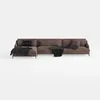 3D-Modell eines modernen L-förmigen Sektions sofas aus einem satten schokoladen braunen Stoff in den Formaten MAX, RAR, SKP.